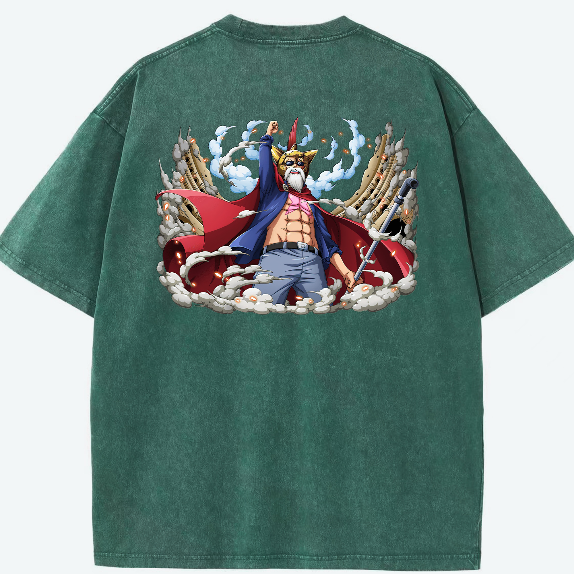ワンピース モンキー・D・ルフィ ONE PIECE Monkey D. Luffy 綿100% ヴィンテージ風 半袖Tシャツ（背面プリント）